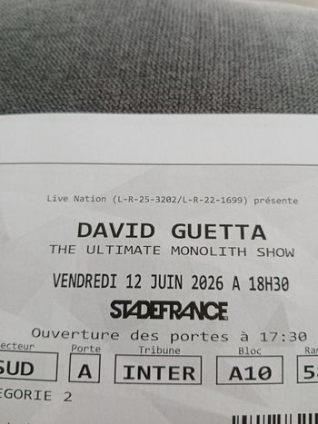Place assise concert David Getta SDF 12 juin