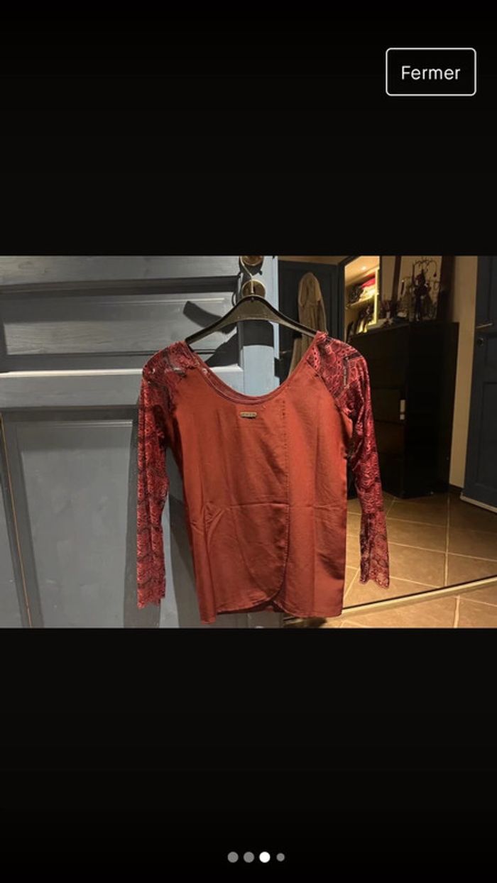 Tee-shirt Blouse Bordeaux - photo numéro 2