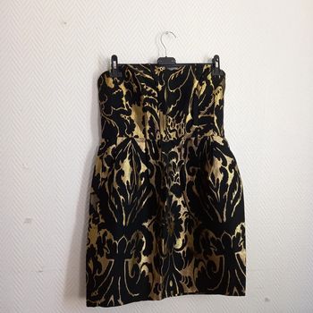 Robe bustier de fête cocktail 42 dorée et noire