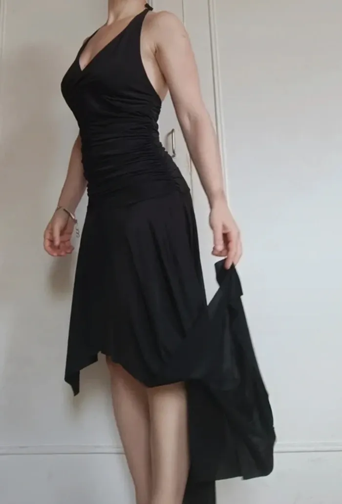 🖤robe noir satiné femme adc Esprit taille sm 36 /38 tendance sexy chic - photo numéro 2