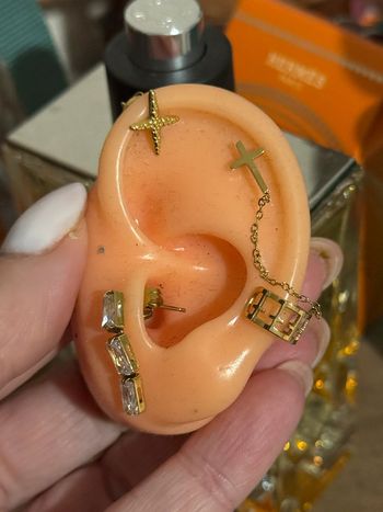 Lot de 3 bijoux d’oreilles acier inoxydable or