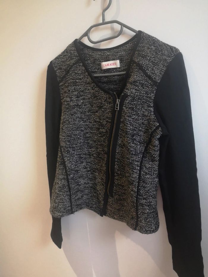 Veste noir brillante camaïeu - photo numéro 3