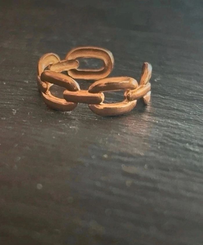 F92 bague acier inoxydable ajustable doré or tendance - photo numéro 2