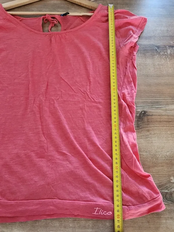 Tee-shirt haut blouse manches courtes taille 46 Ilico corail - photo numéro 5