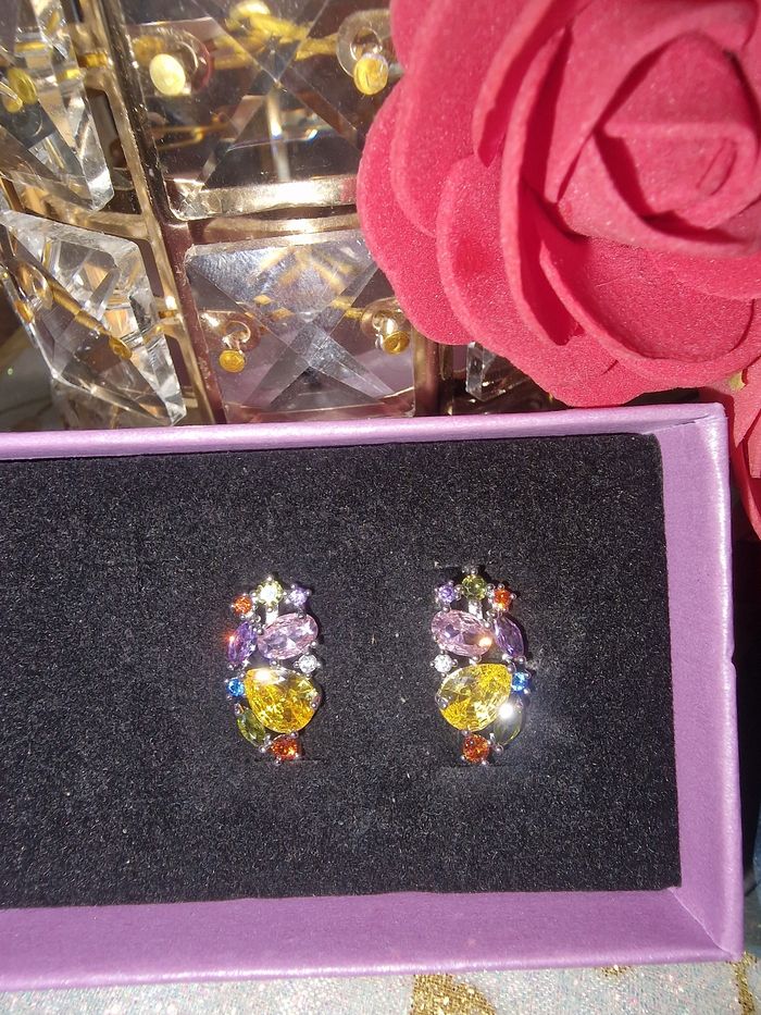 Petites boucles d’oreilles incrustées cristaux
