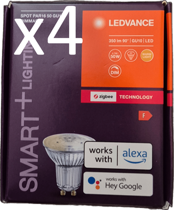 Lot de 4 Leds connectées dimmables GU10 Ledvance