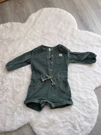 Combi short velour kaki 6 mois