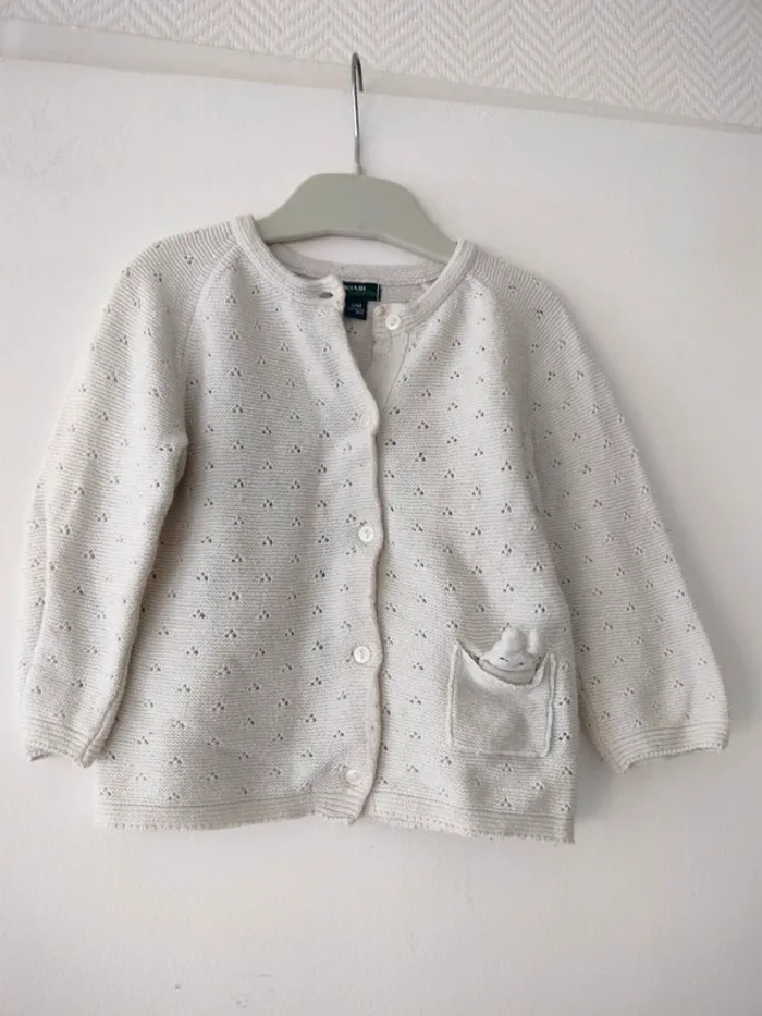 (a) Gilet écru Kiabi 12mois - photo numéro 2