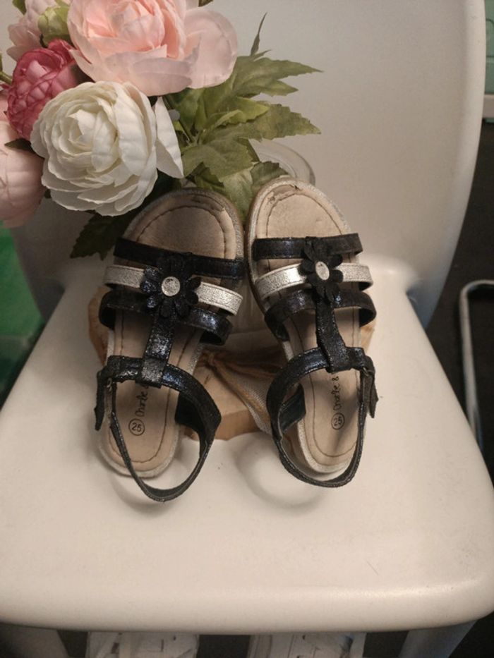 Sandales Charlie & prune bleu brillant et argenté 25 - photo numéro 3