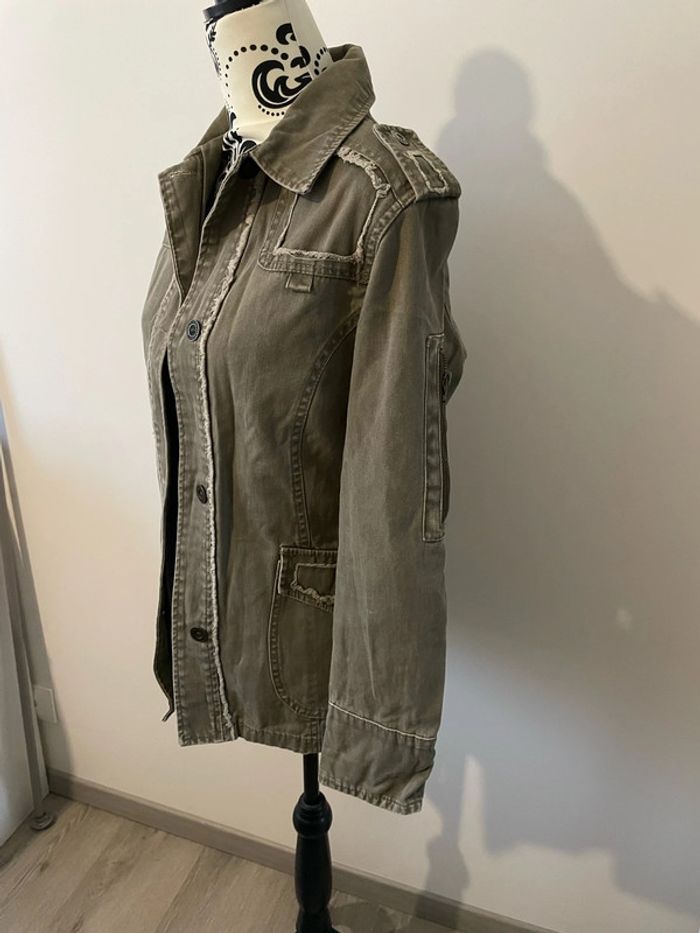 Veste manteau en jean à manches longues kaki effet déchiré Lola Espeleta taille 36 - photo numéro 5