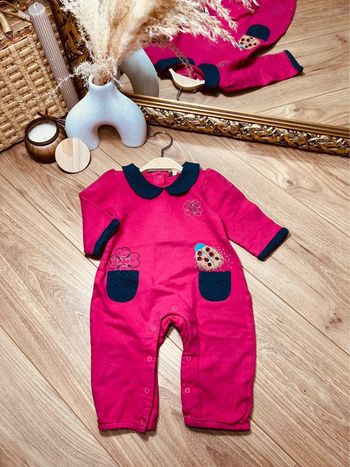 Taille 6 mois barboteuse fille orchestra rose fuchsia bleu marine * fleurs * 🎀