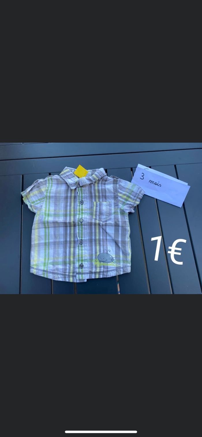 Chemise à carreaux manches courtes 3 mois