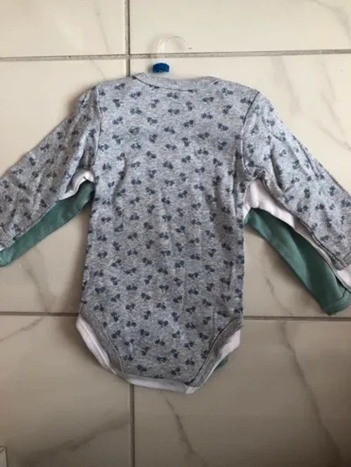 Lot de 3 Bodies manches longues Sincere coton bio garçon taille 9 mois neufs ds emballage - photo numéro 2