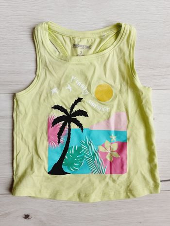 Vêtement fille tee-shirt débardeur jaune palmier soleil Orchestra 3 ans