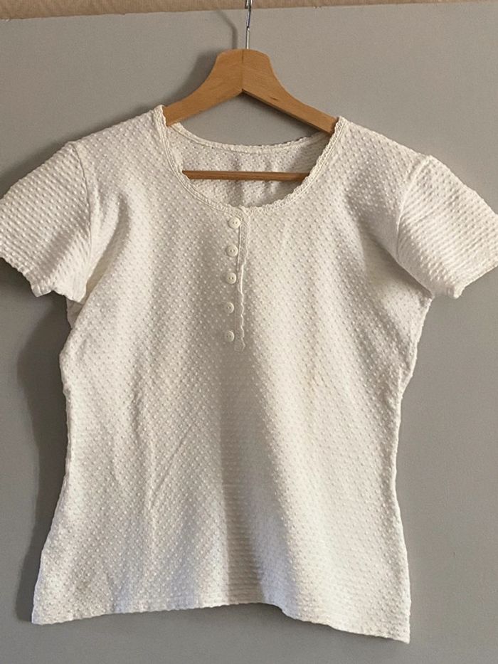 Top teeshirt Blanc vintage