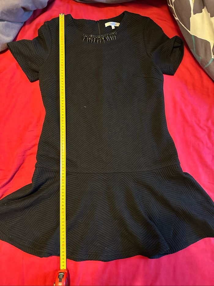 Robe tunique noire bec bijoux de col - photo numéro 6