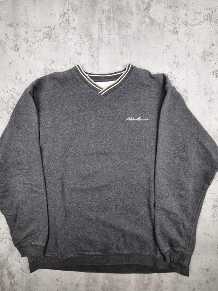 Sweat col V Eddie Bauer gris – Taille XL Homme (mesures en photos) - photo numéro 3