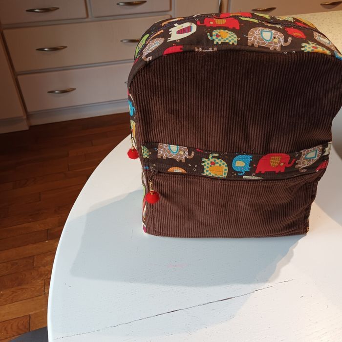 Sac à dos velours et coton éléphants - photo numéro 7