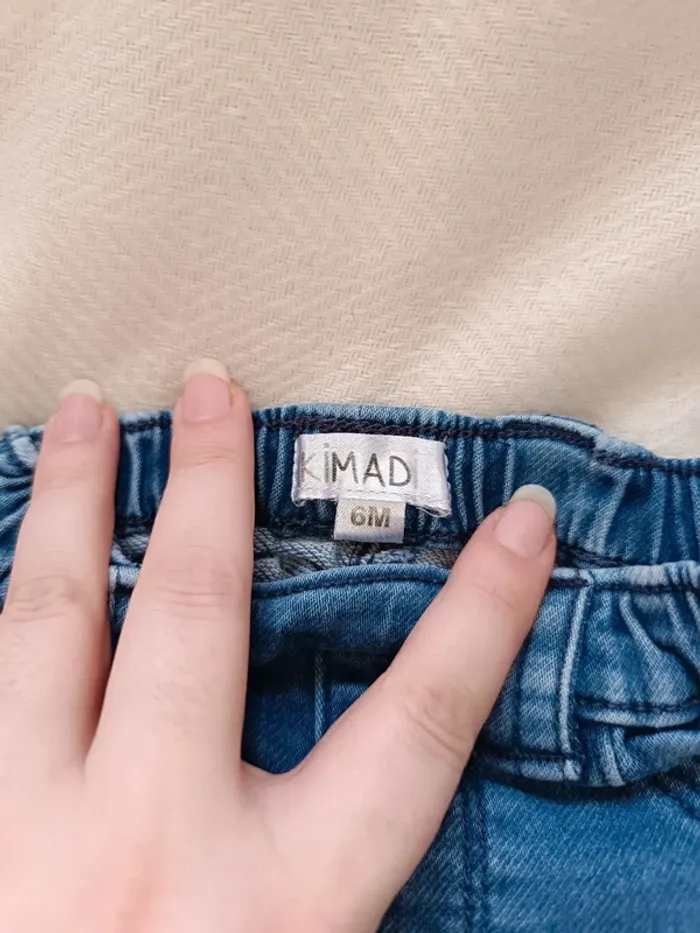 🎀 jolie petit jeans bleu motif poisson et bateau taille 6 mois kimadi 🎀 - photo numéro 3