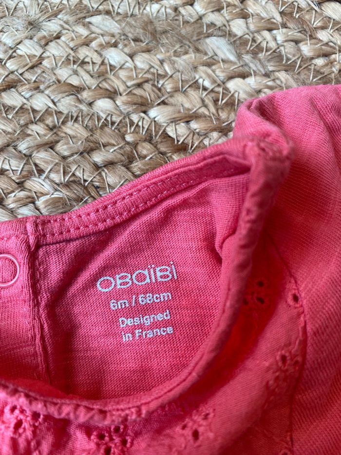 T-shirt fille 6 mois Obaibi, rose - photo numéro 3
