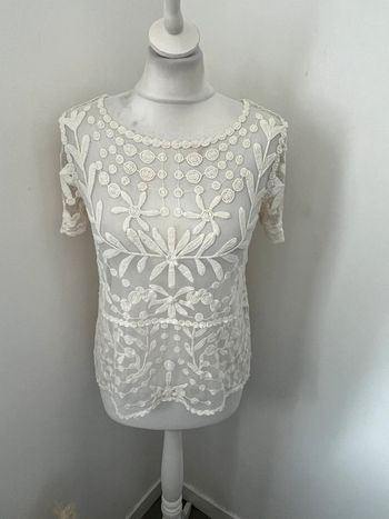Blouse dentelle blanche Zara S