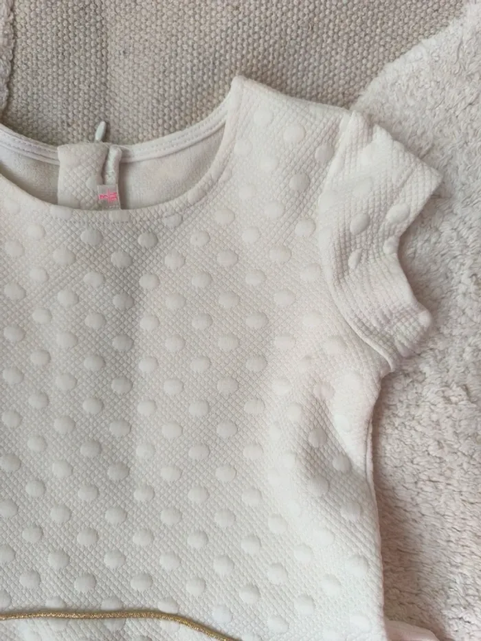 👗 Robe patineuse Billieblush – 3 ans – Blanche avec détails dorés - photo numéro 3