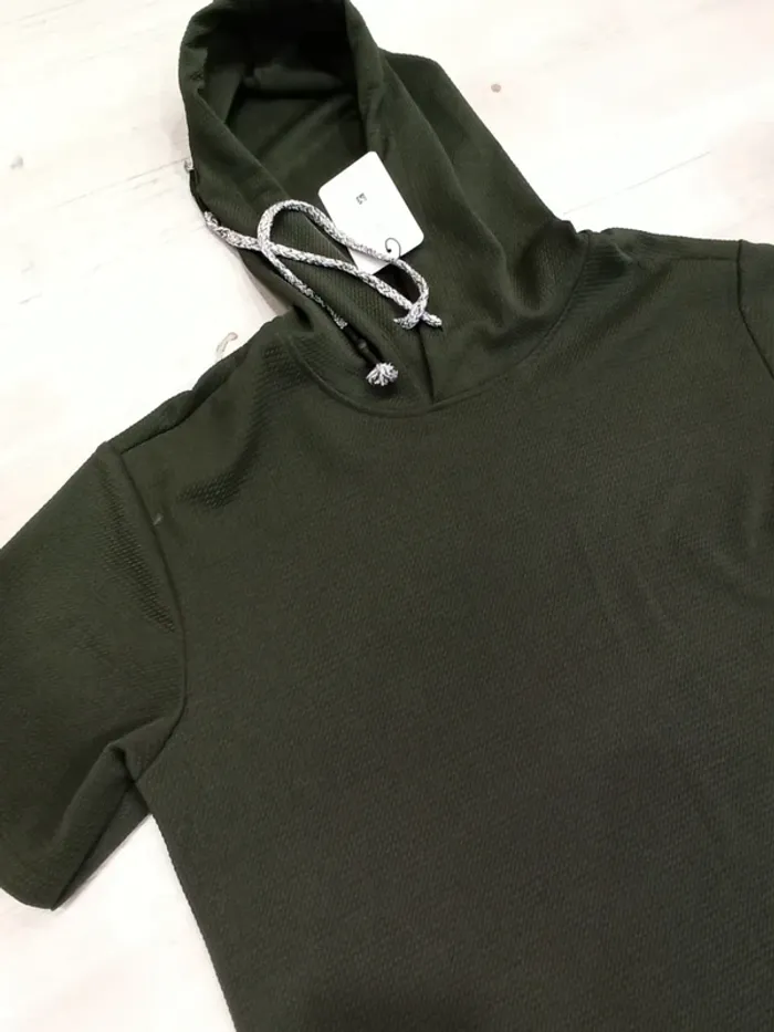 Tee shirt kaki uni capuche homme xxl - photo numéro 2