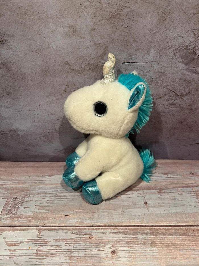 Licorne bleue peluche 18cm - photo numéro 2
