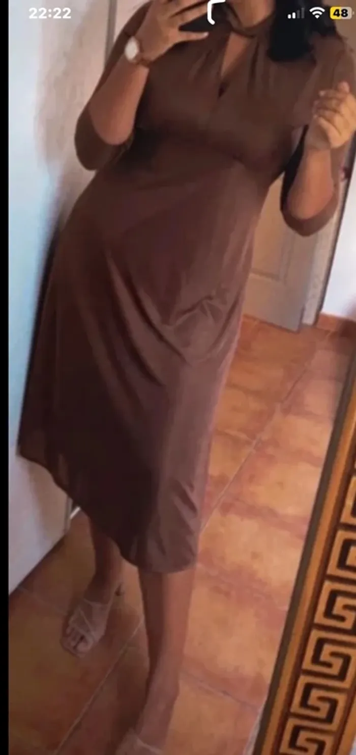 Robe automnale midi marron taille M H&M