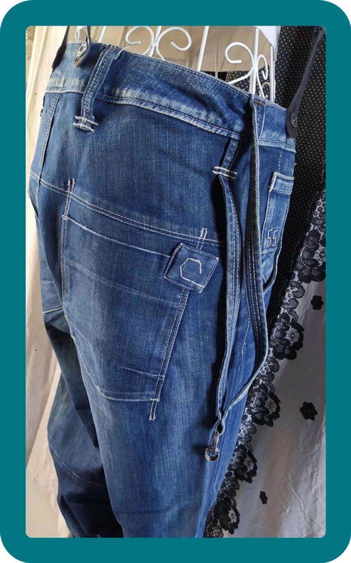 Jean melt loose tapered G star 3301 neuf à bretelles - photo numéro 7