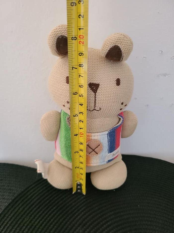 Doudou tricot Lapin beige Bunny Grelot Mamas & Papas 24 cm - photo numéro 3