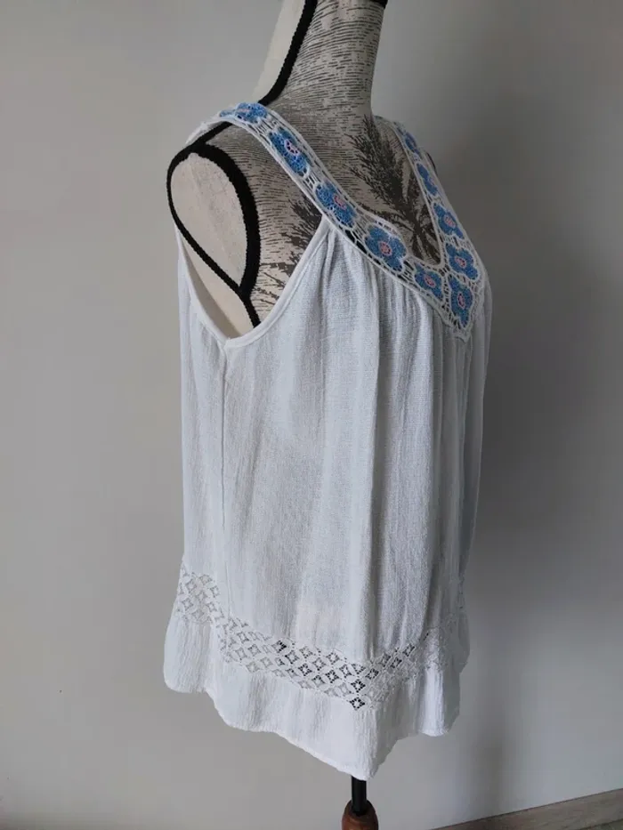 Haut fantaisie blanc 100% coton - photo numéro 3
