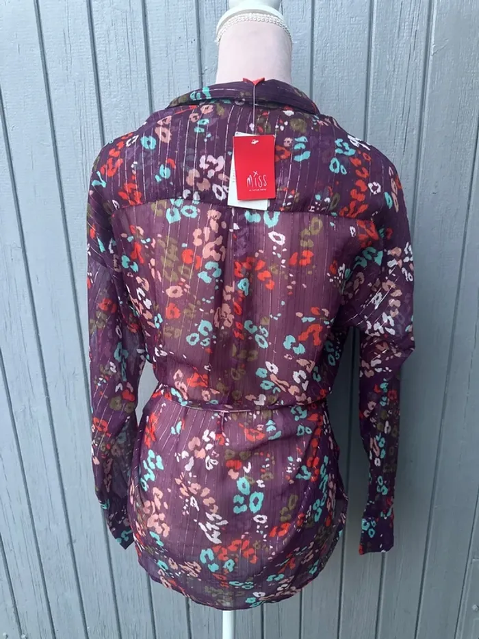 Haut été manches longues léger transparent coloré fleuri miss Captain 40/L - photo numéro 4
