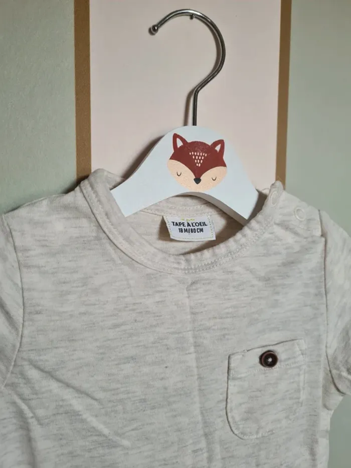 T-shirt beige chiné bébé garçon 18 mois TAO - photo numéro 3