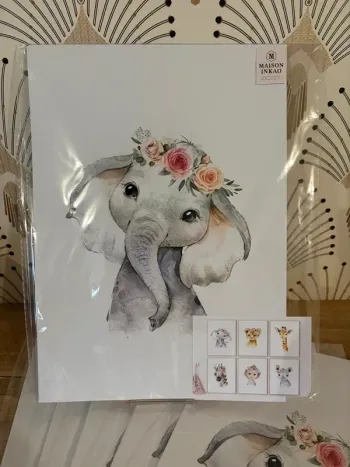 Affiches “Petits animaux à fleurs” pour chambre enfant