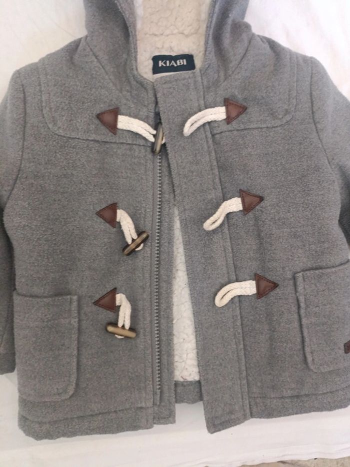 Manteau garçon 12 mois gris intérieur moumoute Kiabi - photo numéro 2