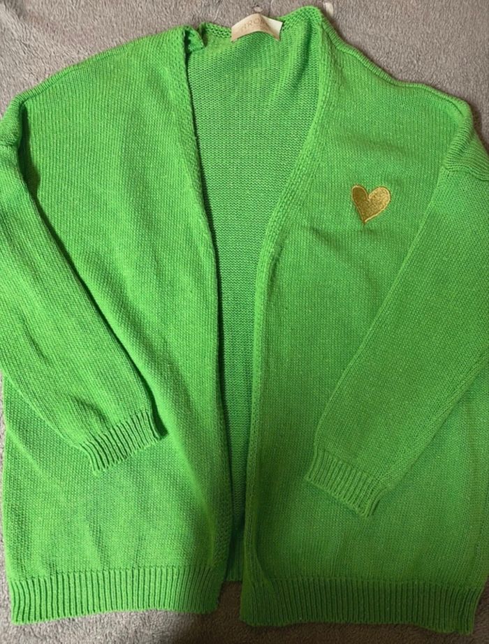 gilet vert fluo, femme 💚 cœur doré brodé, taille m - Aroma see you again