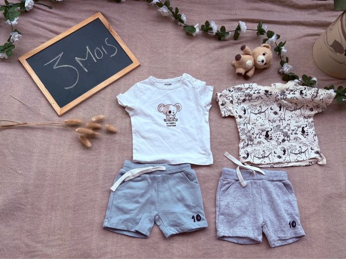 Lot de deux ensemble garçon 3 mois été ( short, tee shirt )