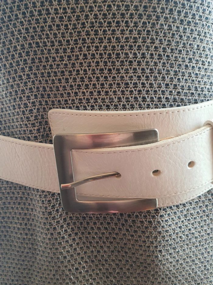 Ceinture femme en cuir blanc Accento 90cm - photo numéro 4