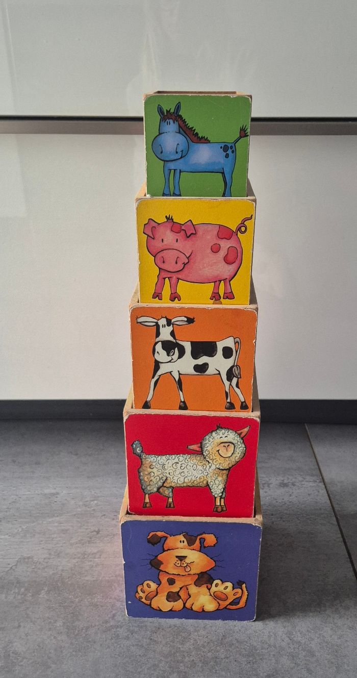 Cubes à empiler en bois vintage - photo numéro 2