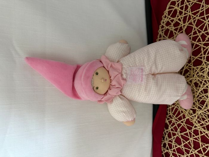 Doudou poupée lutin vichy rose MOULIN ROTY - photo numéro 2