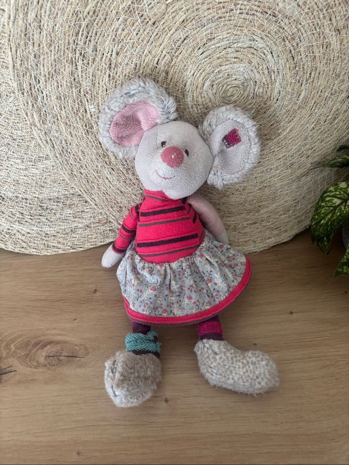 Doudou souris robe rose beige vert bukowski - photo numéro 2