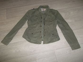 Veste RESERVED kaki boutons pressions déco boutons mordorés et franges 40 TBE