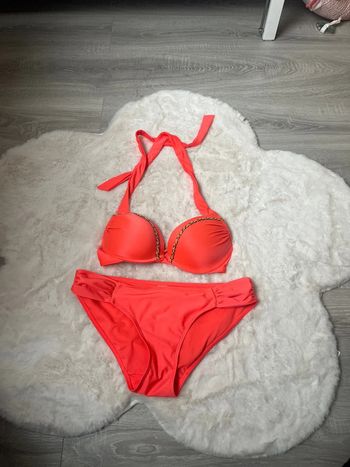 Maillot de bain corail fluo satiné femme