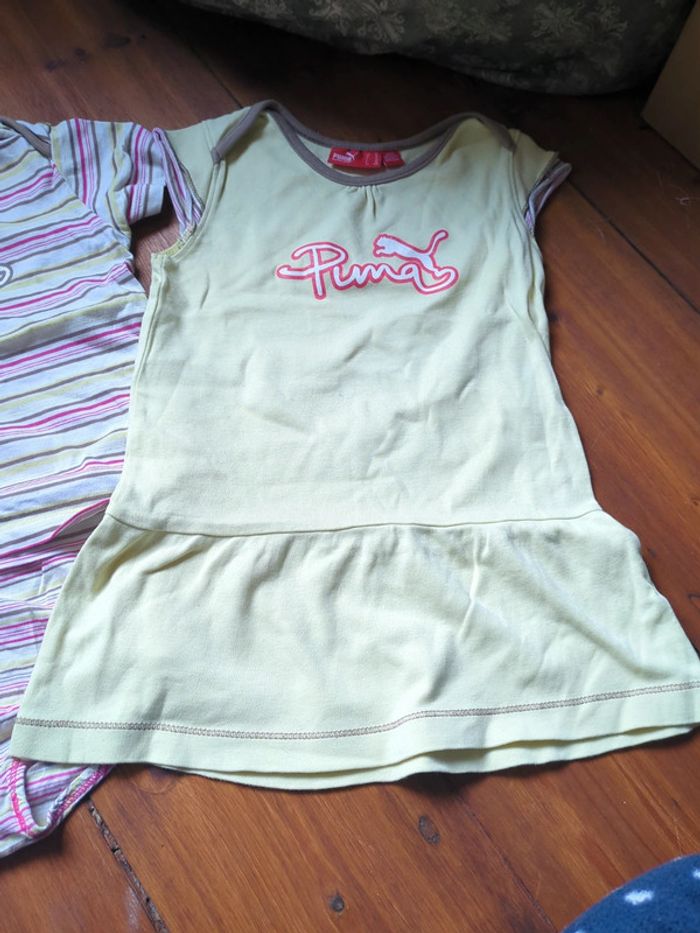 Robe + ensemble t-shirt bloomer culotte rayures ou pyjama puma 2 ans - photo numéro 3