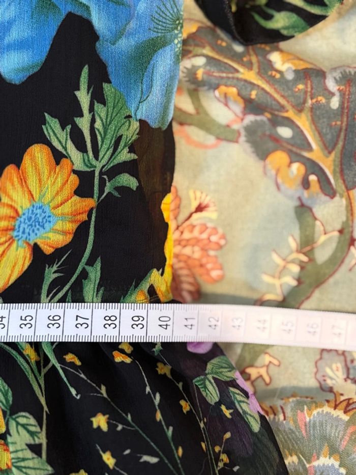 Belle robe vintage noire en mousseline imprimé fleurs des champs  M/38 - photo numéro 11