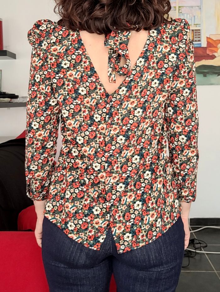 Blouse fleurs 36 rétro fêtes vintage chic - photo numéro 5