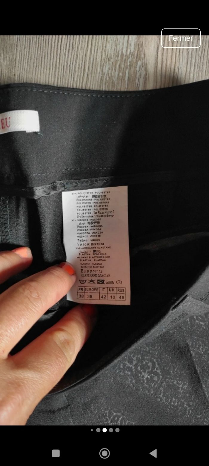 Pantalon noir avec motifs Camaïeu femme comme Neuf taille 38 - photo numéro 6