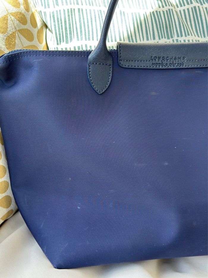 Sac Longchamp bleu marine toile et cuir - photo numéro 9