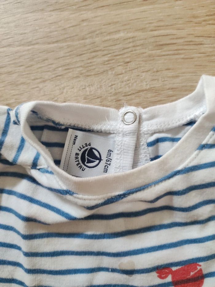 Tee-shirt manches longues petit bateau 6 mois - photo numéro 2